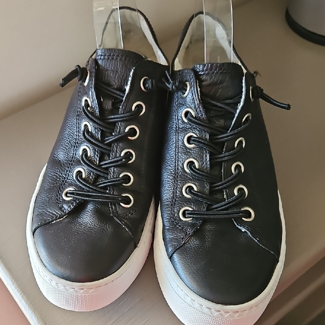 Paul Green Black Soft Leather Sneakers W/ 10.5, M/ 7.5